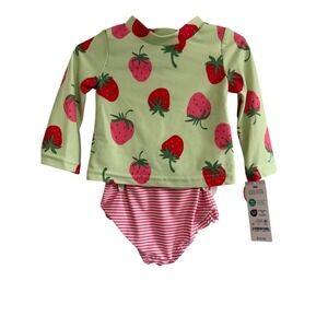 Carters Just One You Baby Girls 6m Strawberry Rash Guard Swimsuit Set UPF 50+